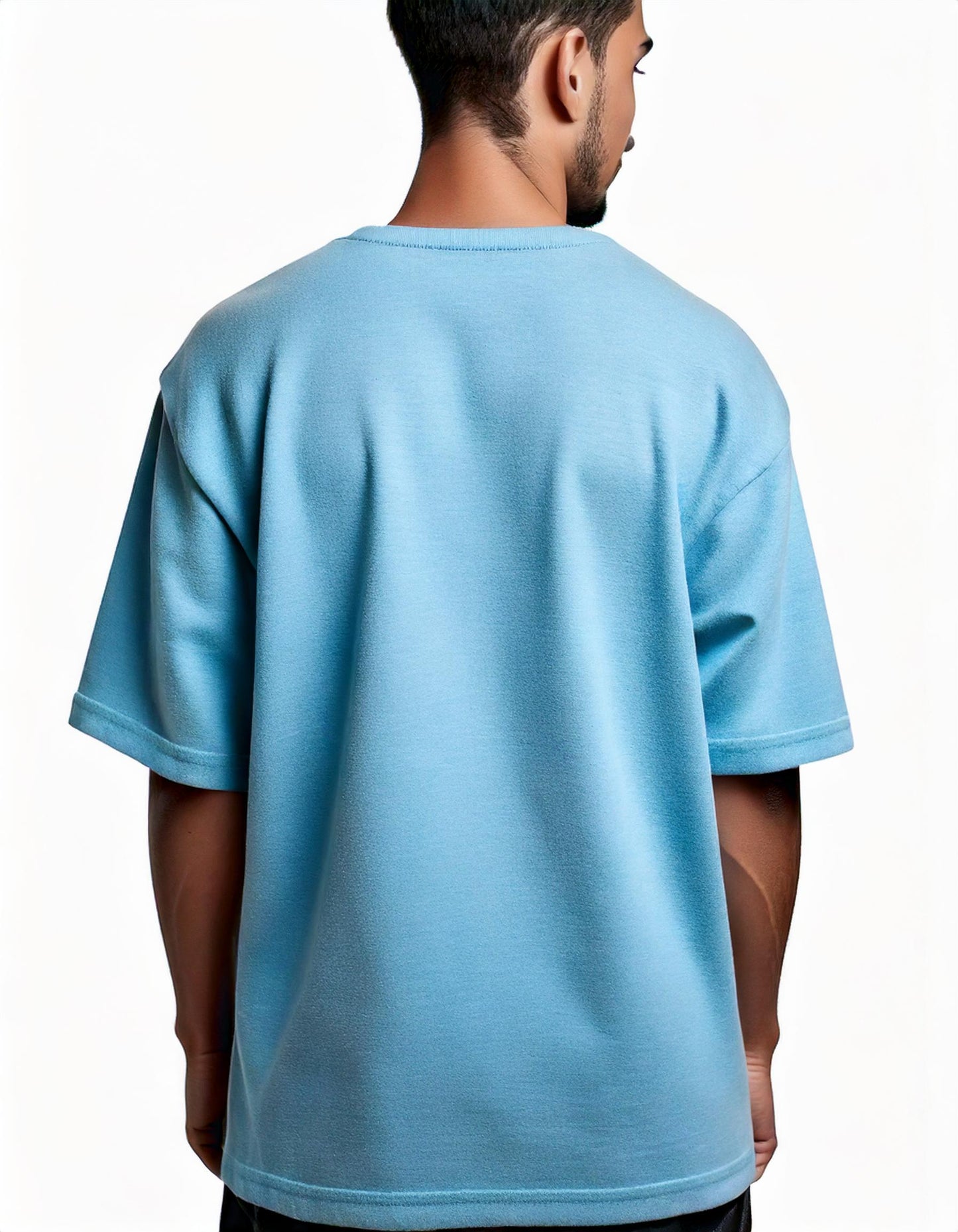 Baby Blue French Terry Cotton T-Shirt