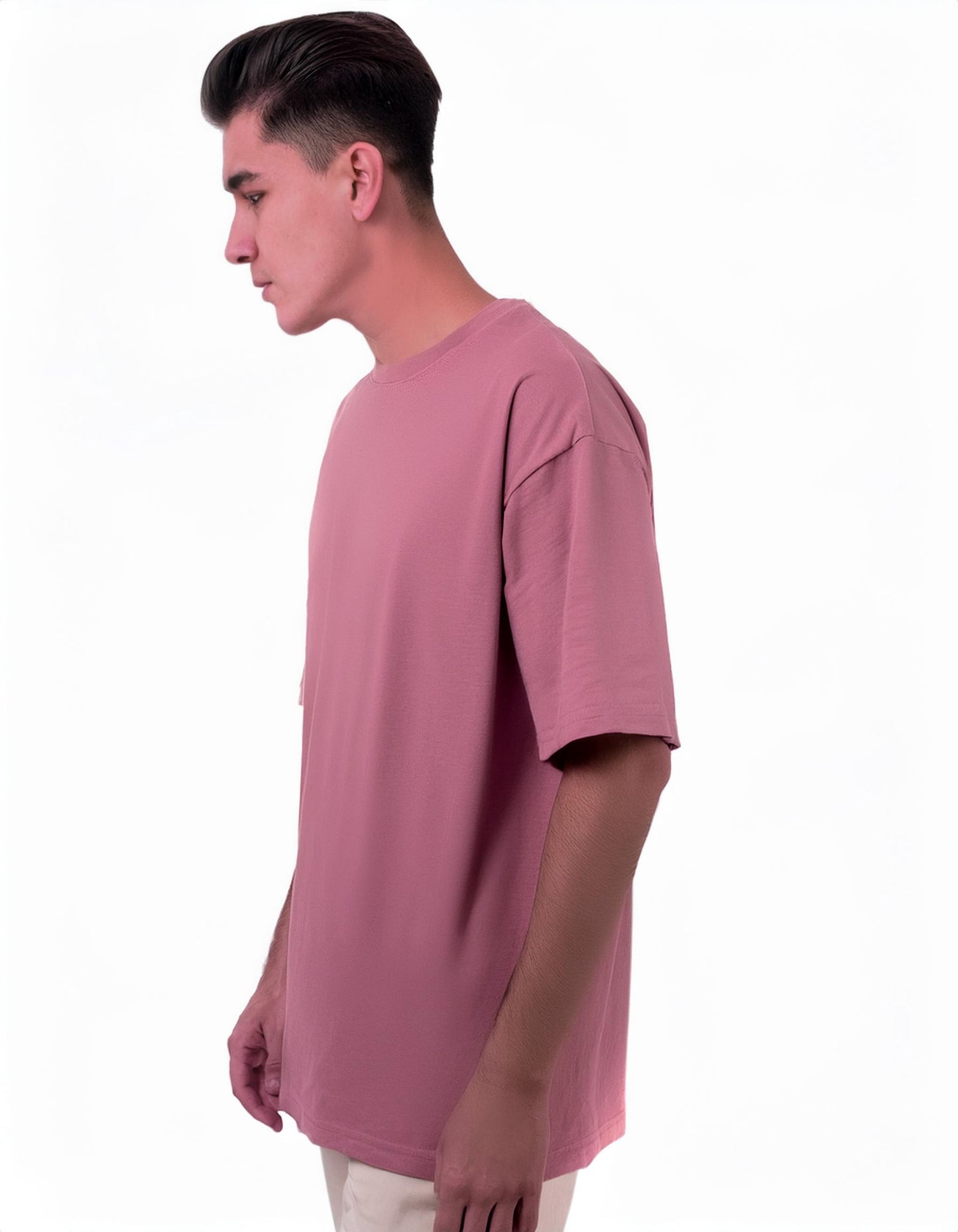 Flamingo Pink French Terry Cotton Oversized Tee