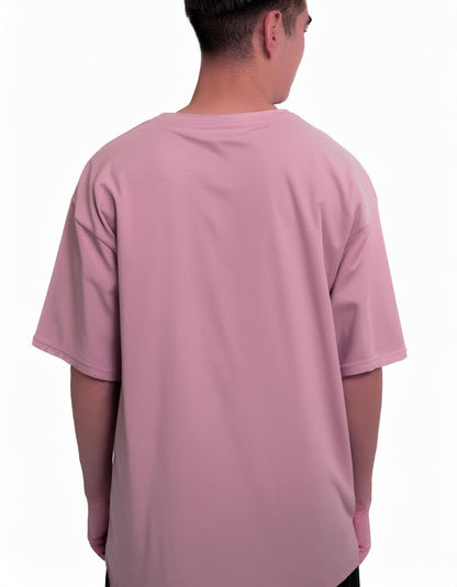 Flamingo Pink French Terry Cotton Oversized Tee