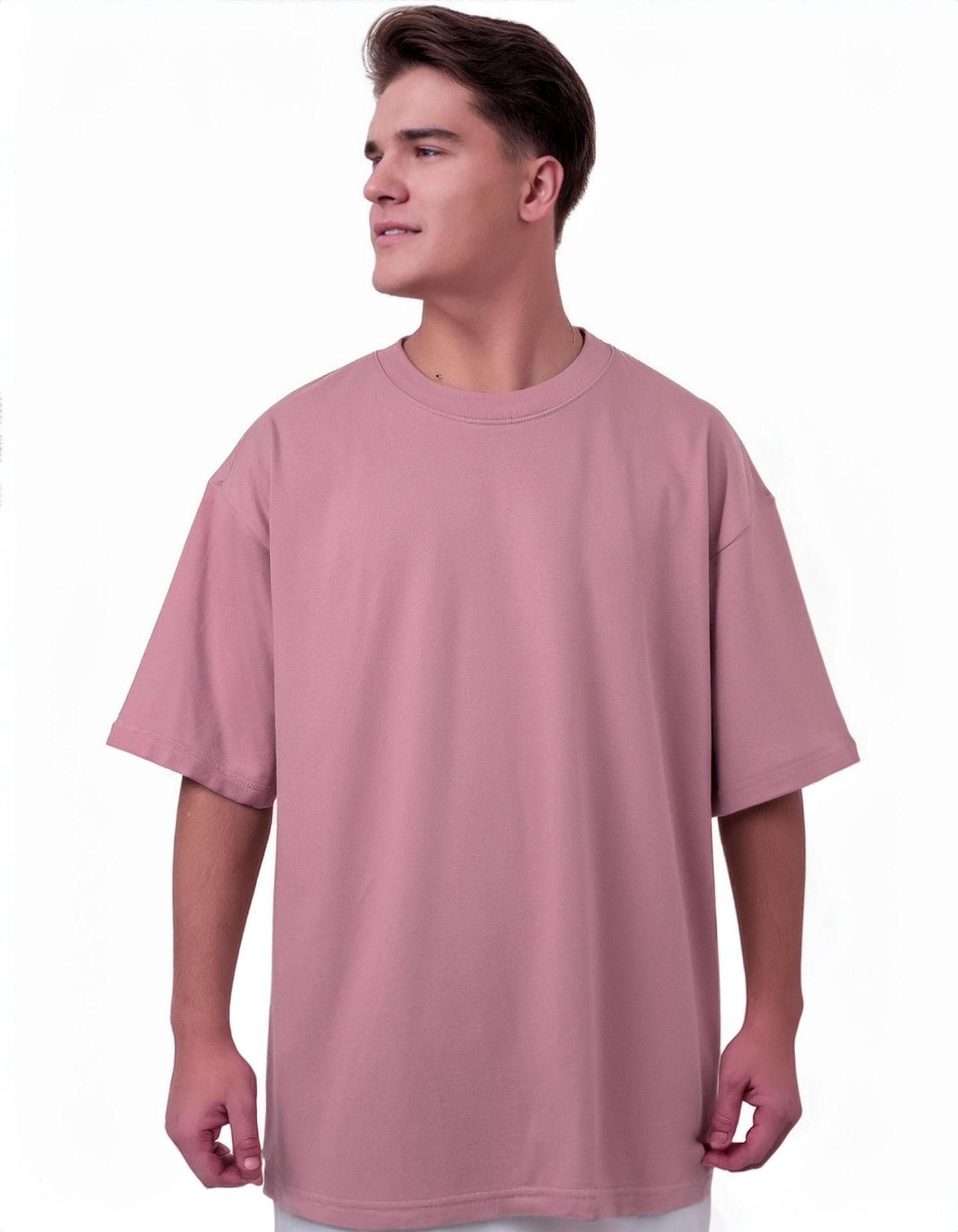 Flamingo Pink French Terry Cotton Oversized Tee