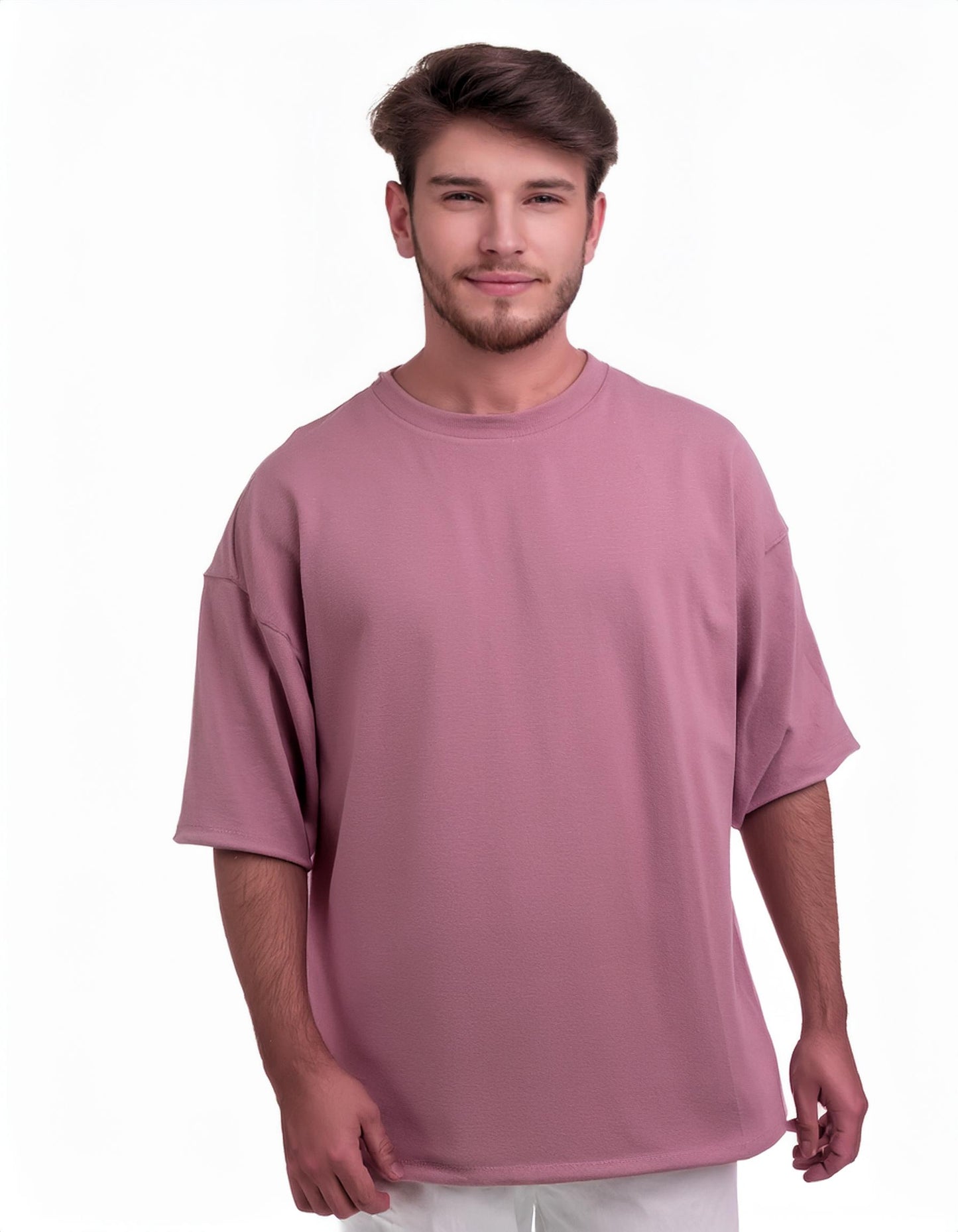 Flamingo Pink French Terry Cotton Oversized Tee