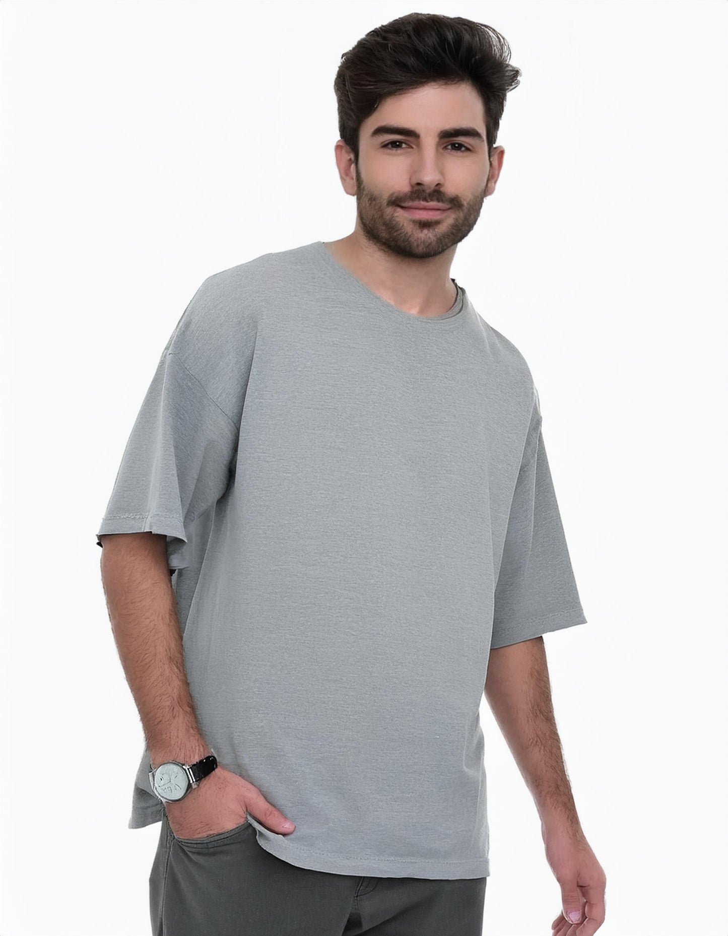 Grey Melange Oversized T-Shirt