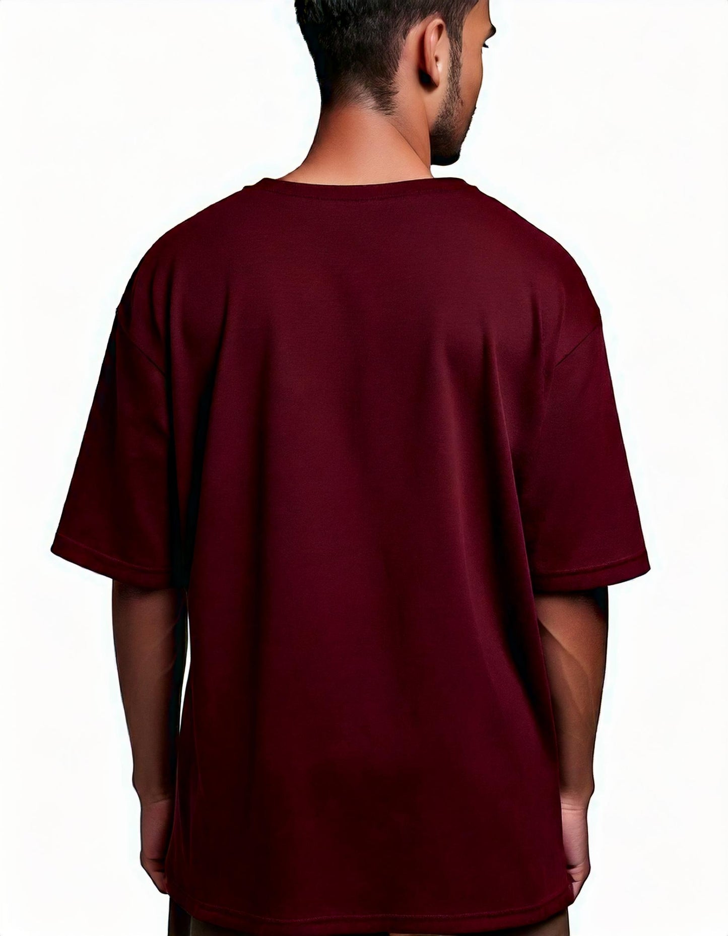 Maroon French Terry Cotton Oversized Tee