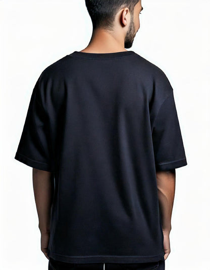 Navy Blue Terry Cotton Oversized T-Shirt