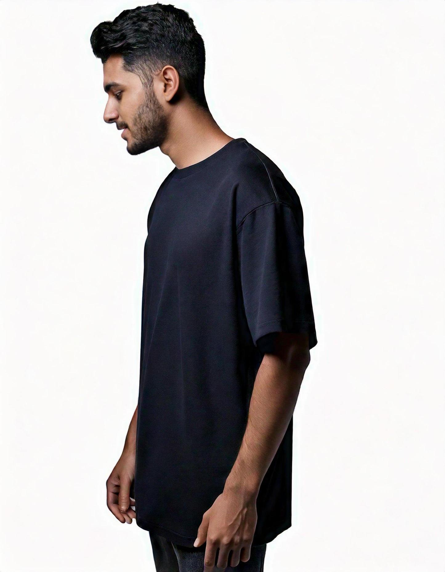 Navy Blue Terry Cotton Oversized T-Shirt