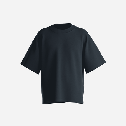 Navy Blue Terry Cotton Oversized T-Shirt