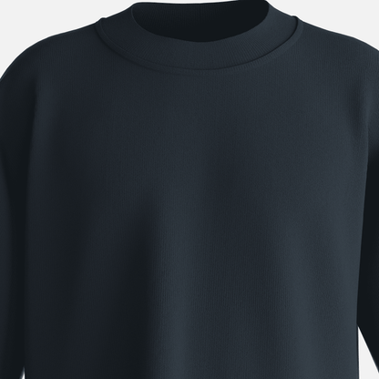 Navy Blue Terry Cotton Oversized T-Shirt