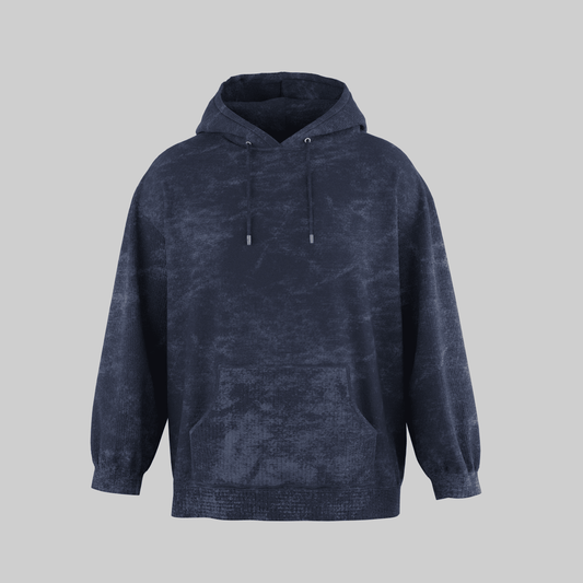 Navy Blue Acid Wash Hooded Sweatshirt