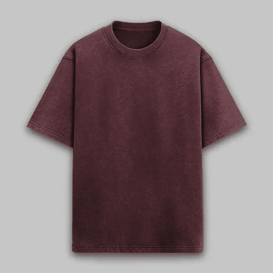 Maroon Acid Wash Oversized Classic Tee