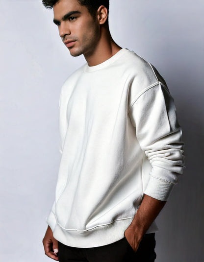 Heavyweight Oversized Sweatshirt – White Elegance