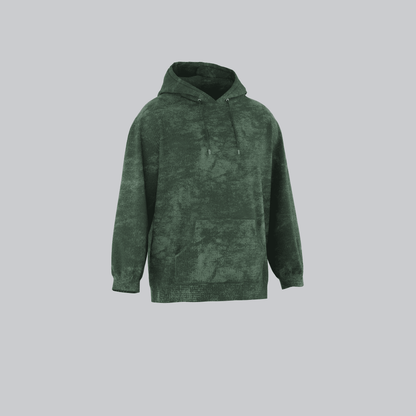 Bottle Green Acid Wash Hooded Sweatshirt