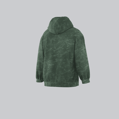 Bottle Green Acid Wash Hooded Sweatshirt